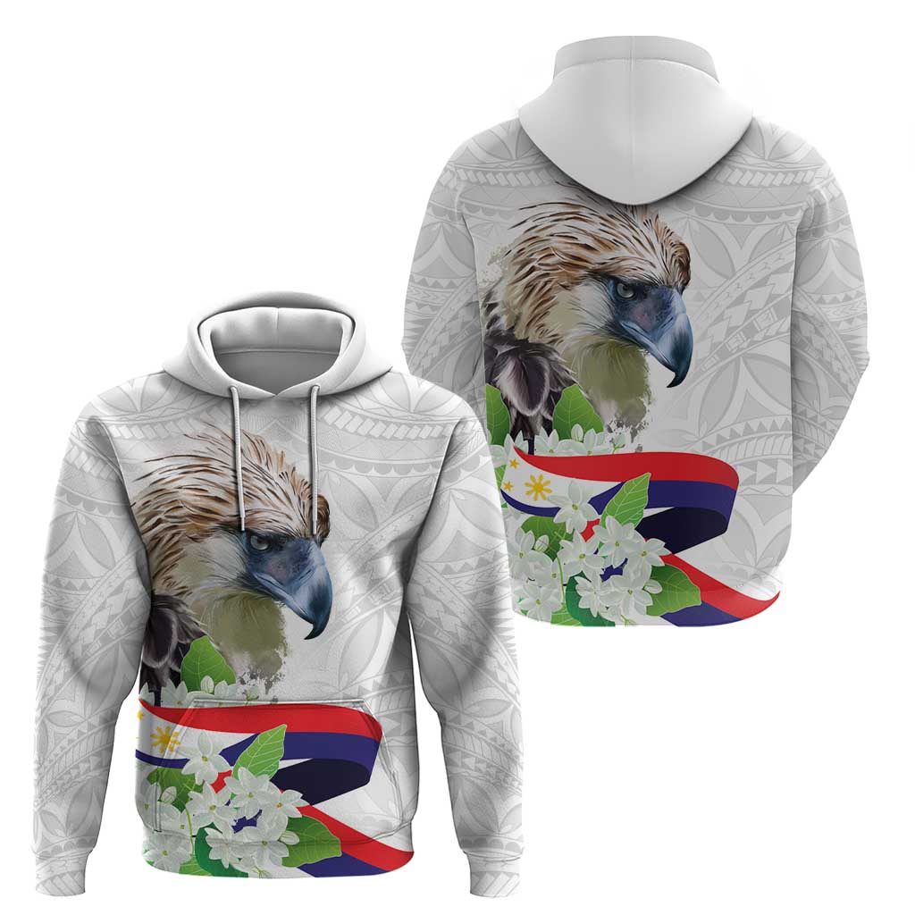 Philippines Eagle and Sampaguita Flowers Hoodie Polynesian Pattern LT9