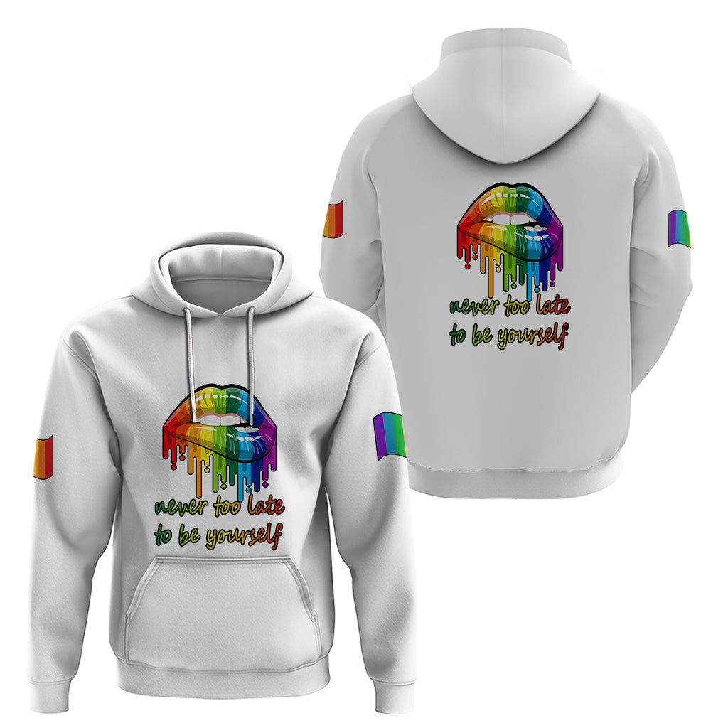 Pride Month To Be Yourself Hoodie White Vibe LT9