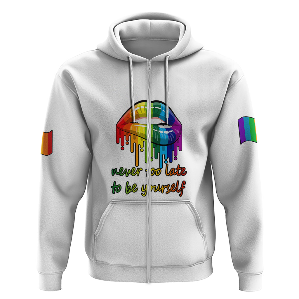 Pride Month To Be Yourself Hoodie White Vibe LT9
