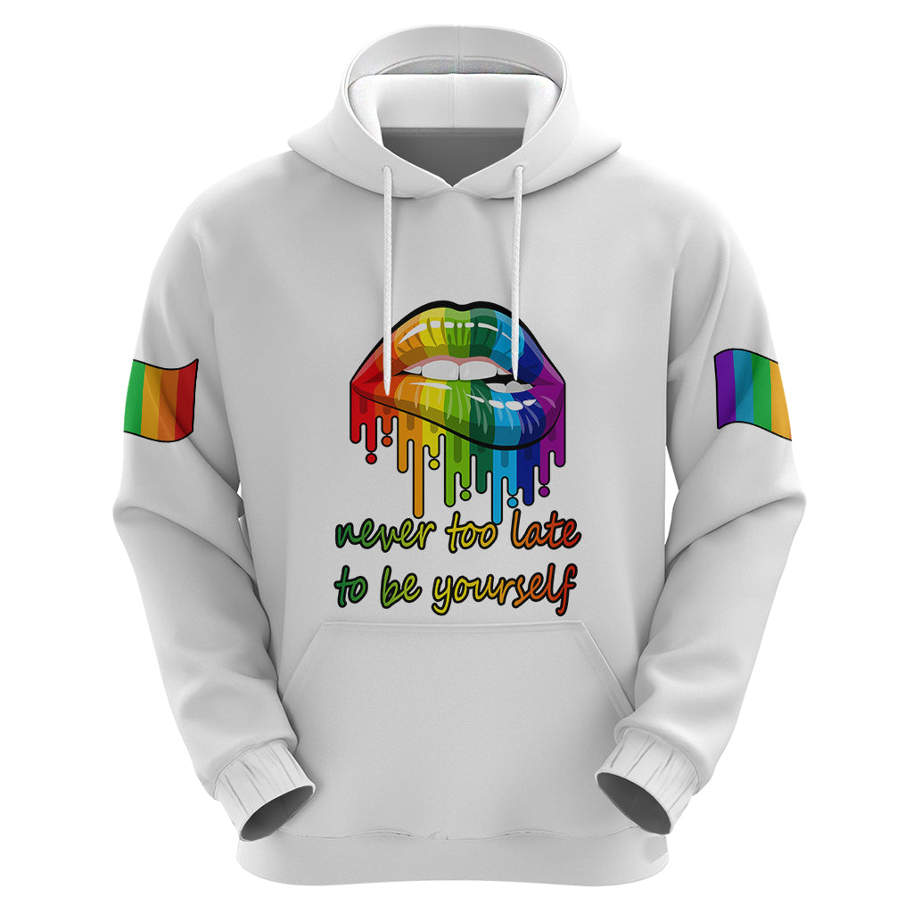 Pride Month To Be Yourself Hoodie White Vibe LT9