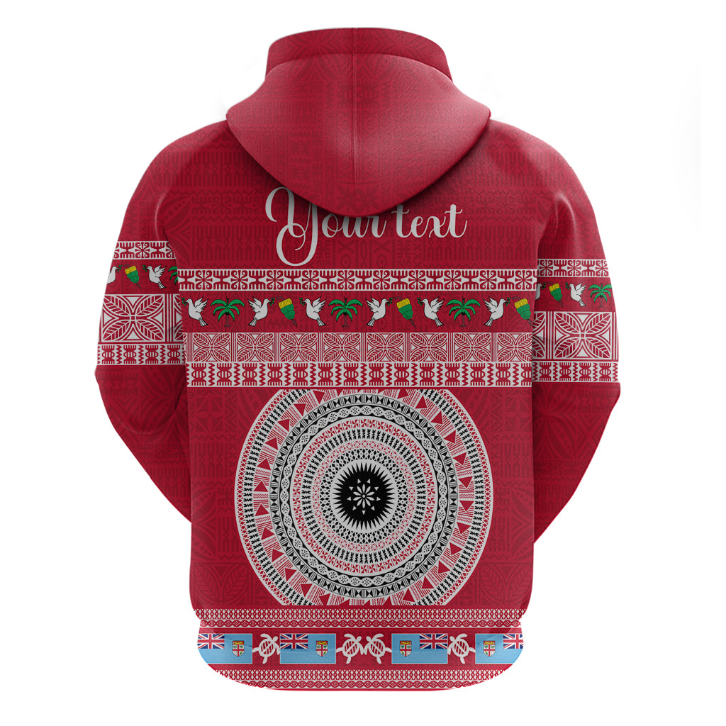 Personalised Fiji Marau Na Kerisimasi Hoodie Merry Christmas Tapa Pattern Red Style LT9