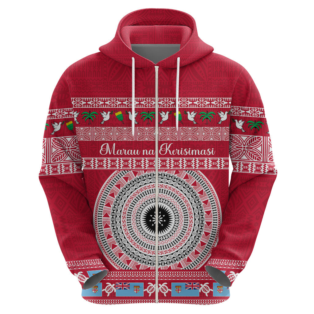 Personalised Fiji Marau Na Kerisimasi Hoodie Merry Christmas Tapa Pattern Red Style LT9