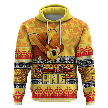PNG Hamamas Krismas Hoodie Papua New Guinea Bird Of Paradise Merry Christmas Gold Style LT9