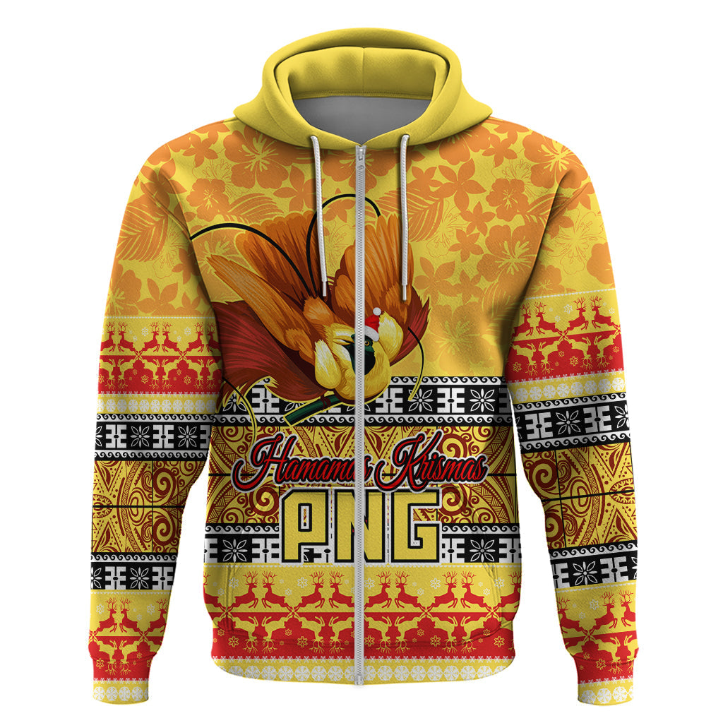 PNG Hamamas Krismas Hoodie Papua New Guinea Bird Of Paradise Merry Christmas Gold Style LT9
