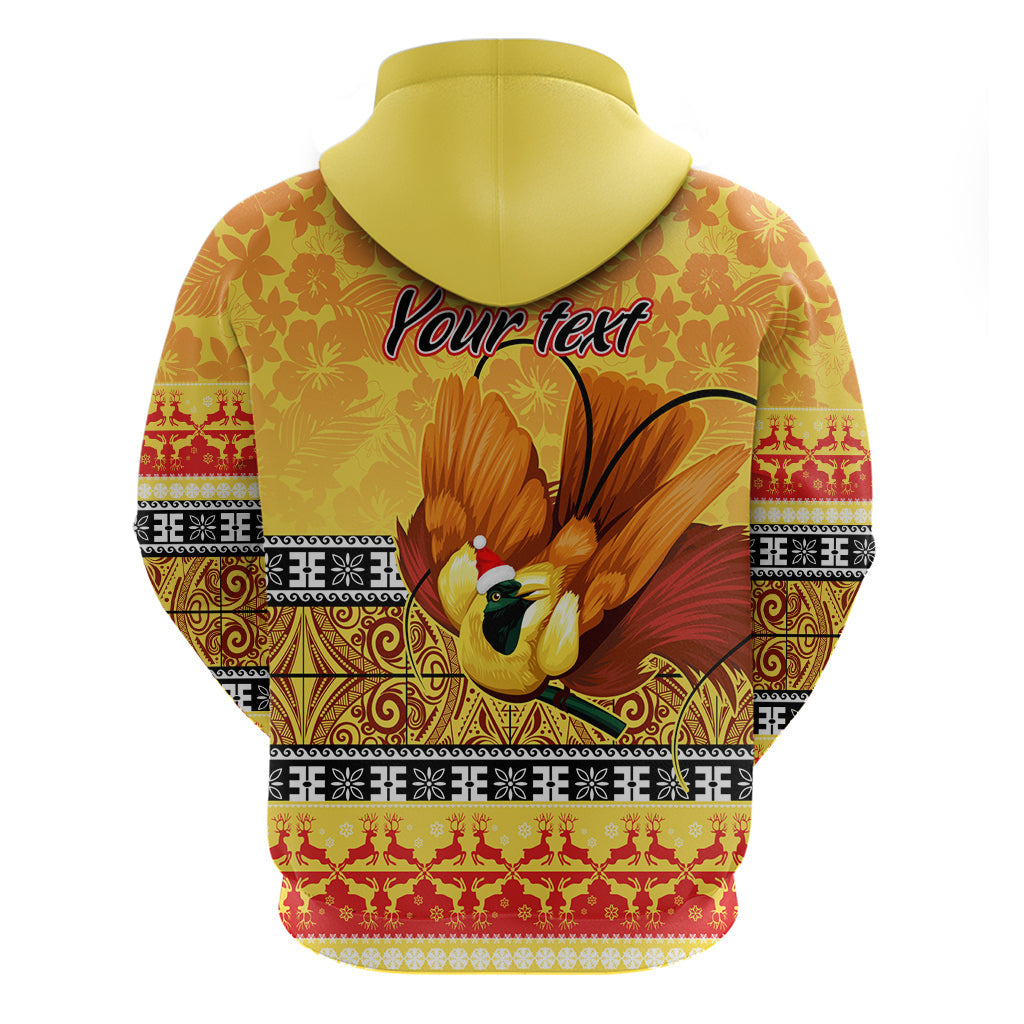Personalised PNG Hamamas Krismas Hoodie Papua New Guinea Bird Of Paradise Merry Christmas Gold Style LT9