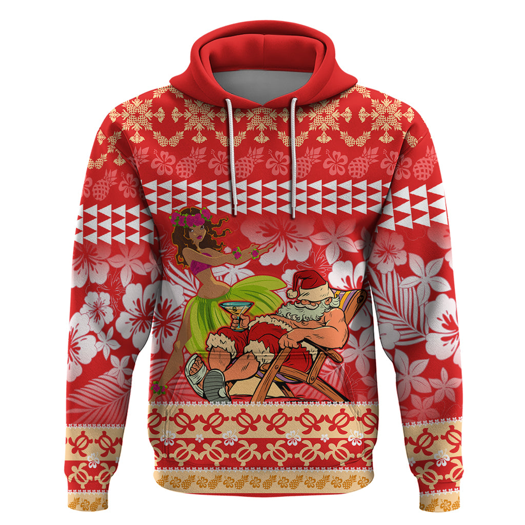 Hawaii Mele Kalikimaka Hoodie Santa Claus and Hula Dancing Merry Christmas LT9