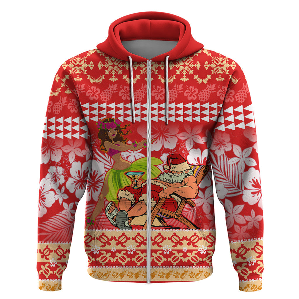 Hawaii Mele Kalikimaka Hoodie Santa Claus and Hula Dancing Merry Christmas LT9