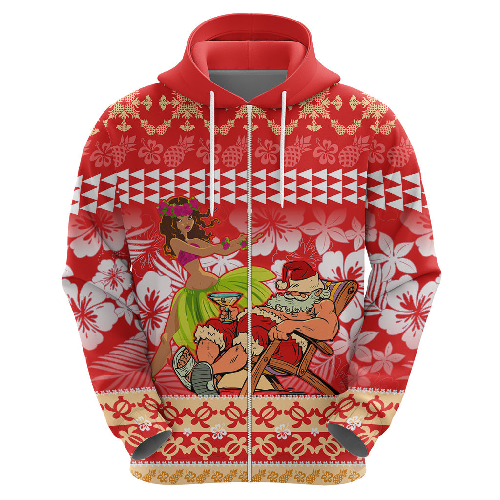 Hawaii Mele Kalikimaka Hoodie Santa Claus and Hula Dancing Merry Christmas LT9