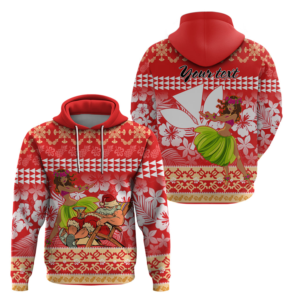 Personalised Hawaii Mele Kalikimaka Hoodie Santa Claus and Hula Dancing Merry Christmas LT9