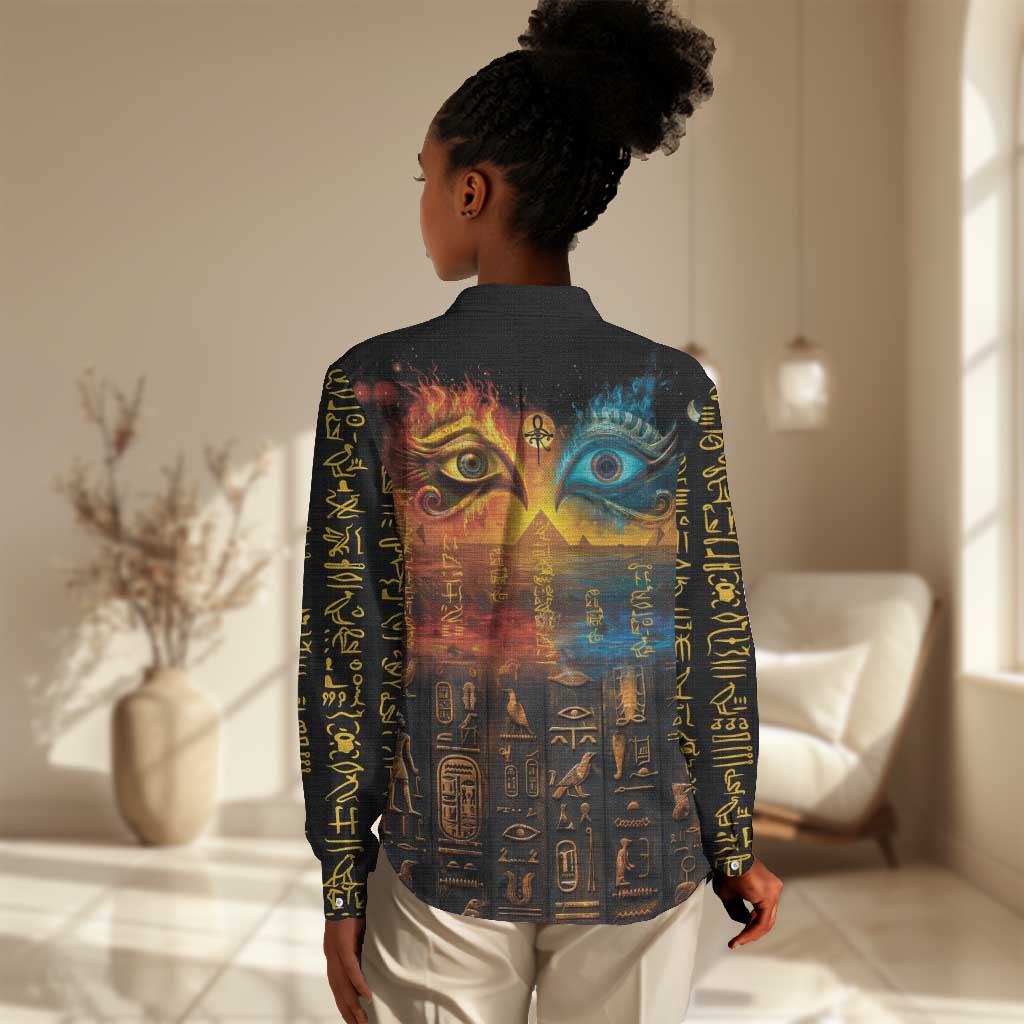 Eye of Ra and Eye of Horus Women Casual Shirt Power and Magic Ancient Egyptian Mythology LT9