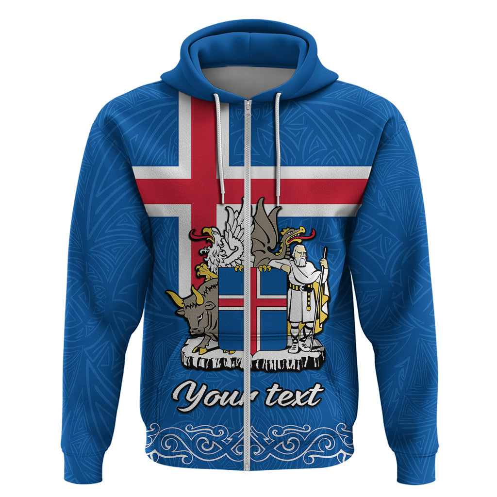 Personalised Iceland Hoodie Icelandic Coat Of Arms and Flag LT9