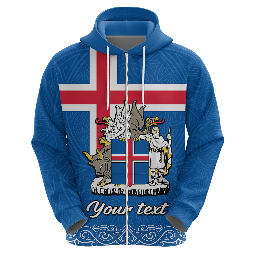 Personalised Iceland Hoodie Icelandic Coat Of Arms and Flag LT9