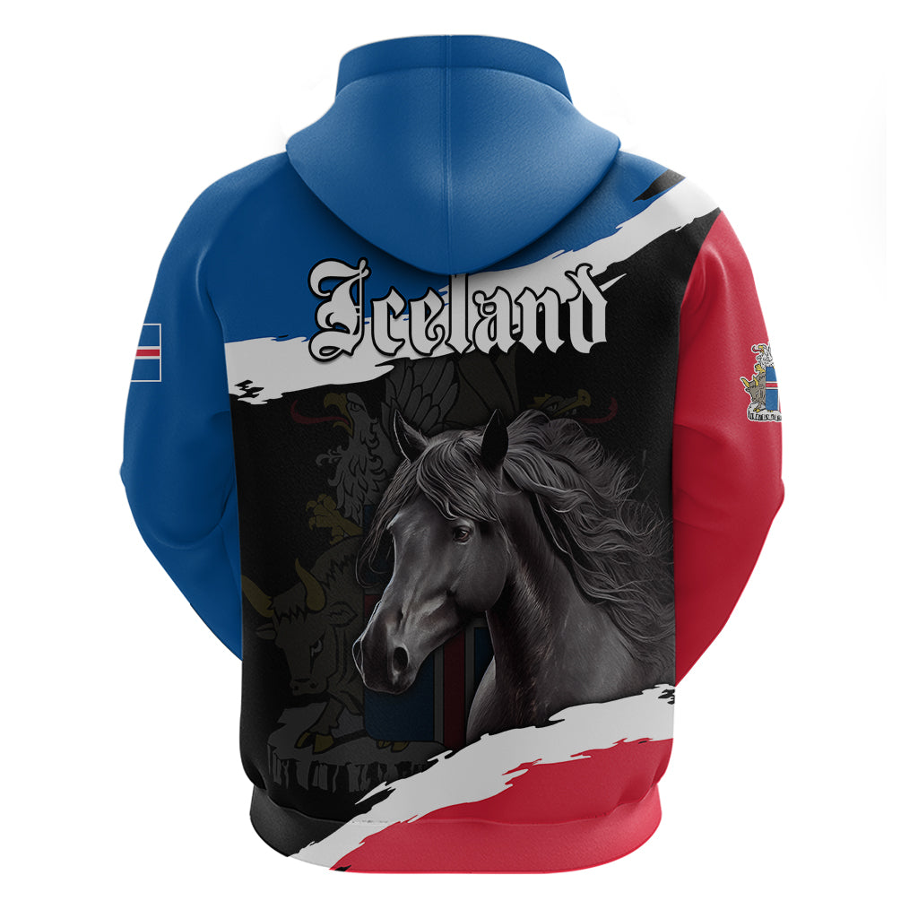 Icelandic Horse Hoodie Icelandic Coat of Arm - Black LT9
