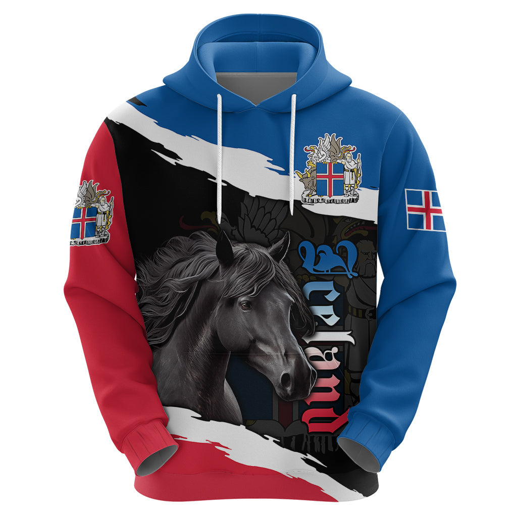 Icelandic Horse Hoodie Icelandic Coat of Arm - Black LT9