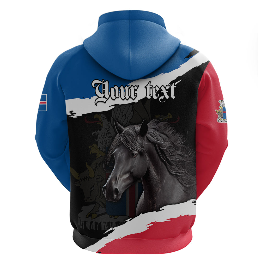 Personalised Icelandic Horse Hoodie Icelandic Coat of Arm - Black LT9
