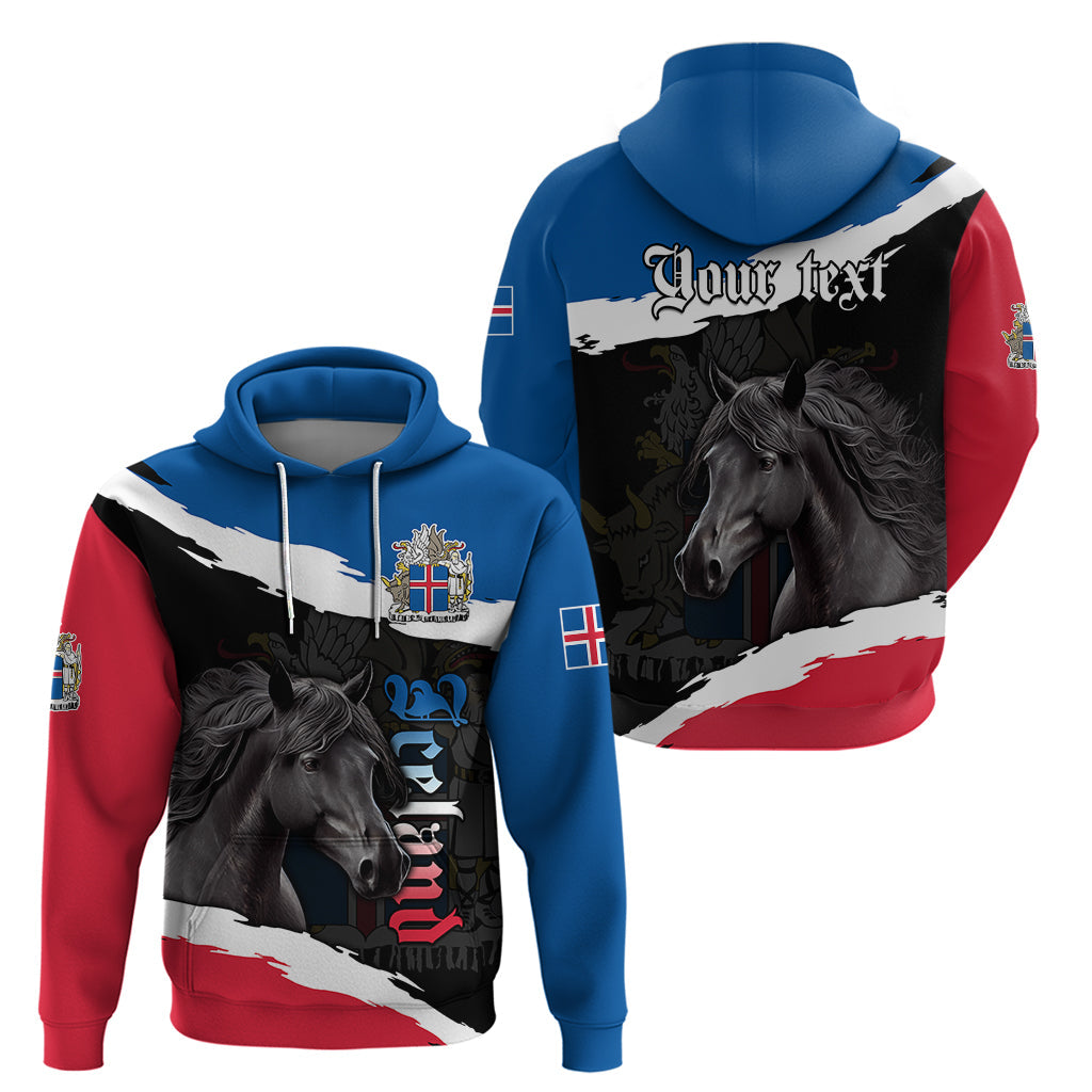 Personalised Icelandic Horse Hoodie Icelandic Coat of Arm - Black LT9