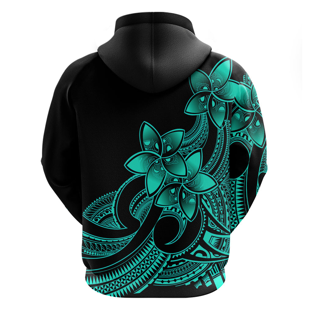 Polynesian Pride Plumeria Flowers Hoodie Polynesian Tribal Aqua Vibe LT9