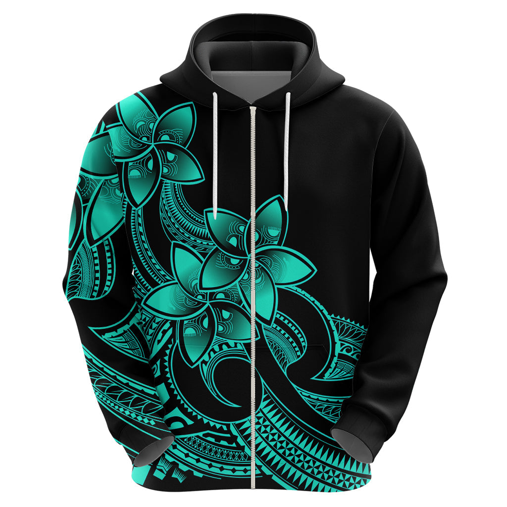 Polynesian Pride Plumeria Flowers Hoodie Polynesian Tribal Aqua Vibe LT9