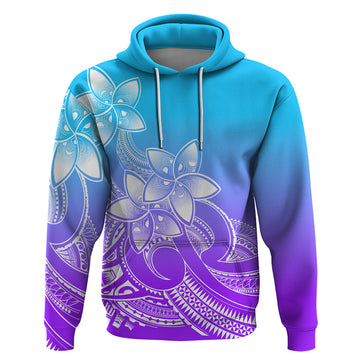 Polynesian Pride Plumeria Flowers Hoodie Polynesian Tribal Gradient Purple LT9