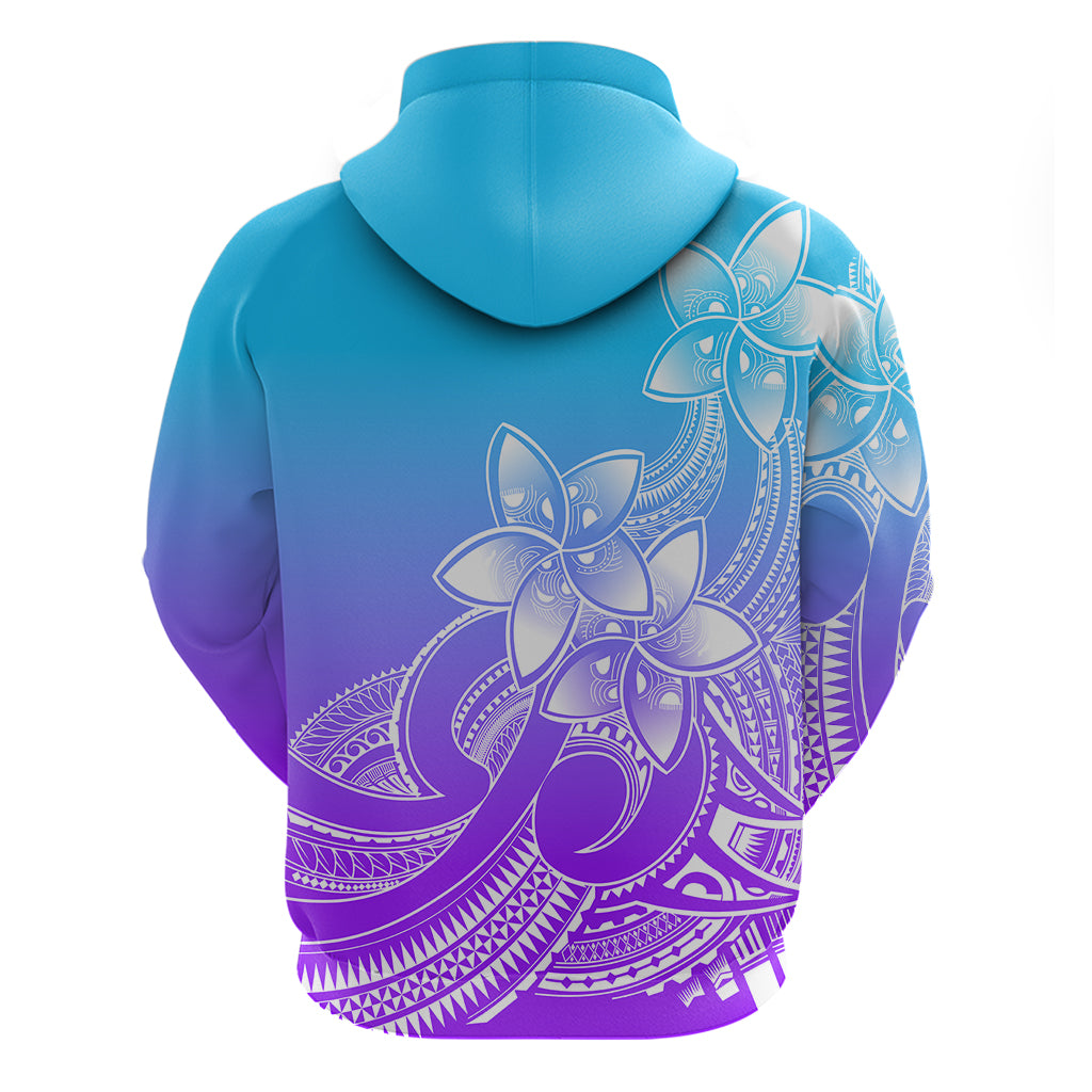 Polynesian Pride Plumeria Flowers Hoodie Polynesian Tribal Gradient Purple LT9