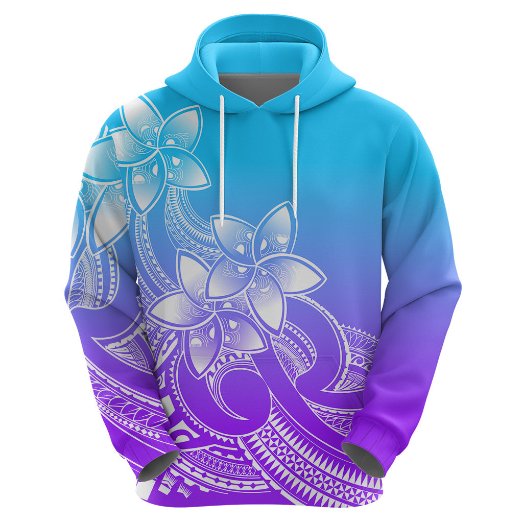 Polynesian Pride Plumeria Flowers Hoodie Polynesian Tribal Gradient Purple LT9