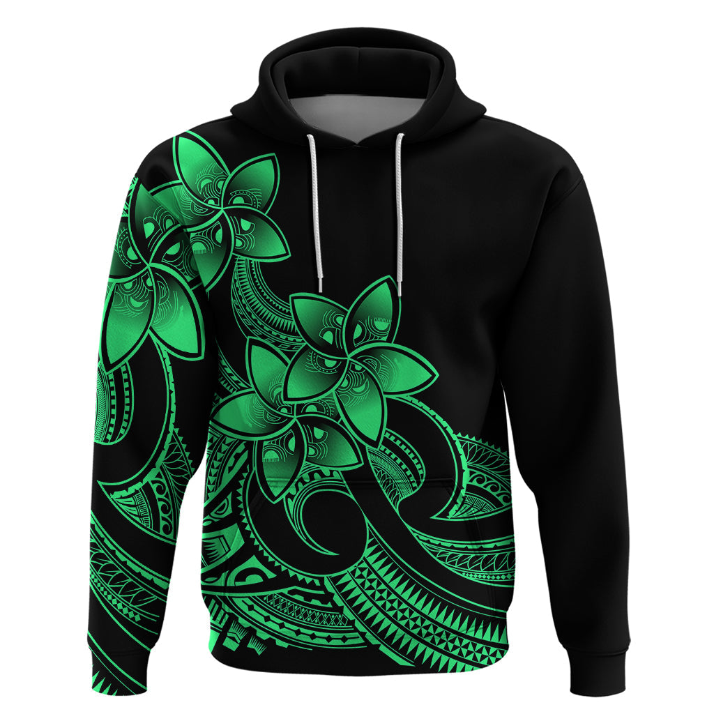 Polynesian Pride Plumeria Flowers Hoodie Polynesian Tribal Green Vibe LT9
