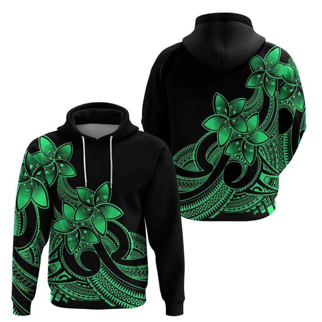 Polynesian Pride Plumeria Flowers Hoodie Polynesian Tribal Green Vibe LT9