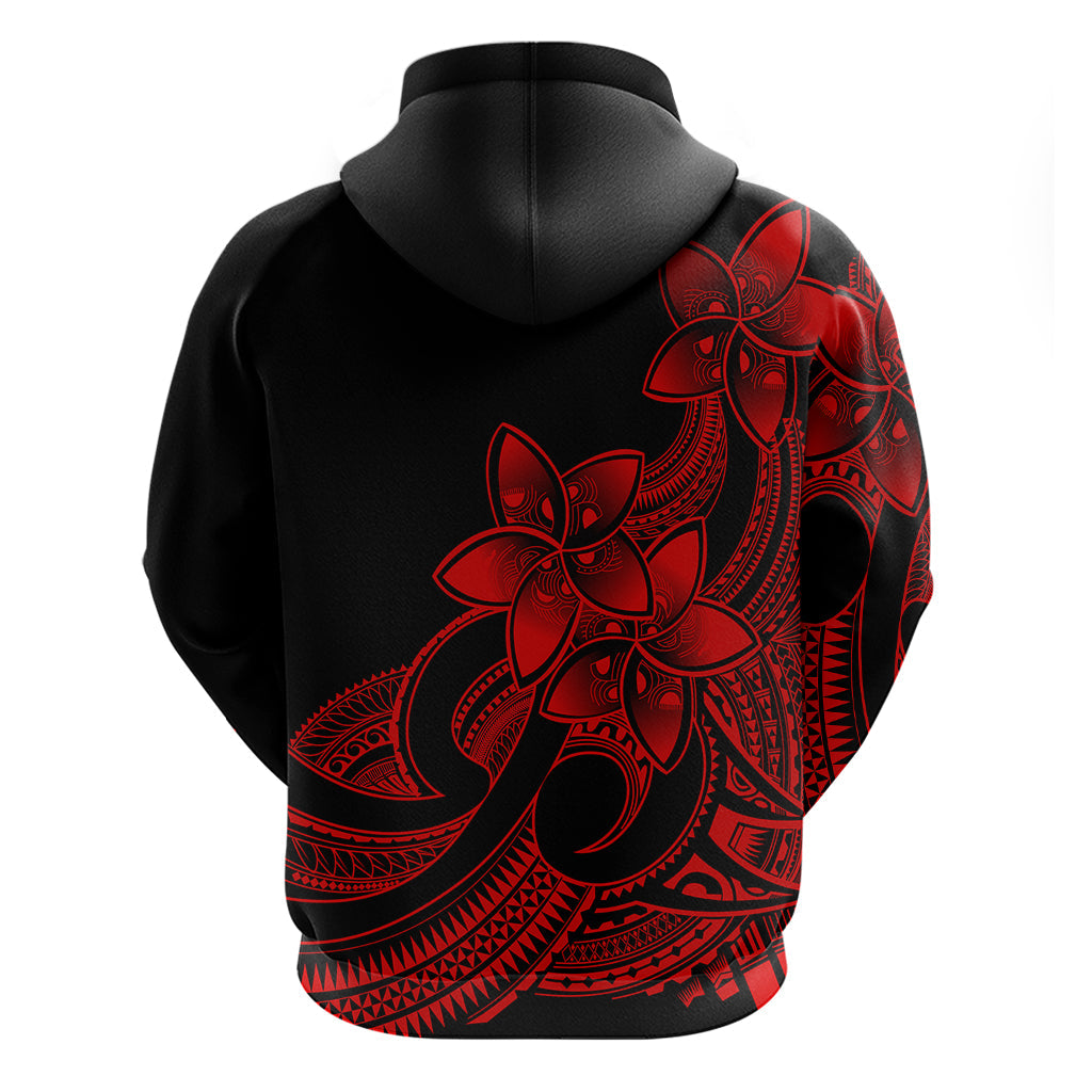 Polynesian Pride Plumeria Flowers Hoodie Polynesian Tribal Red Vibe LT9