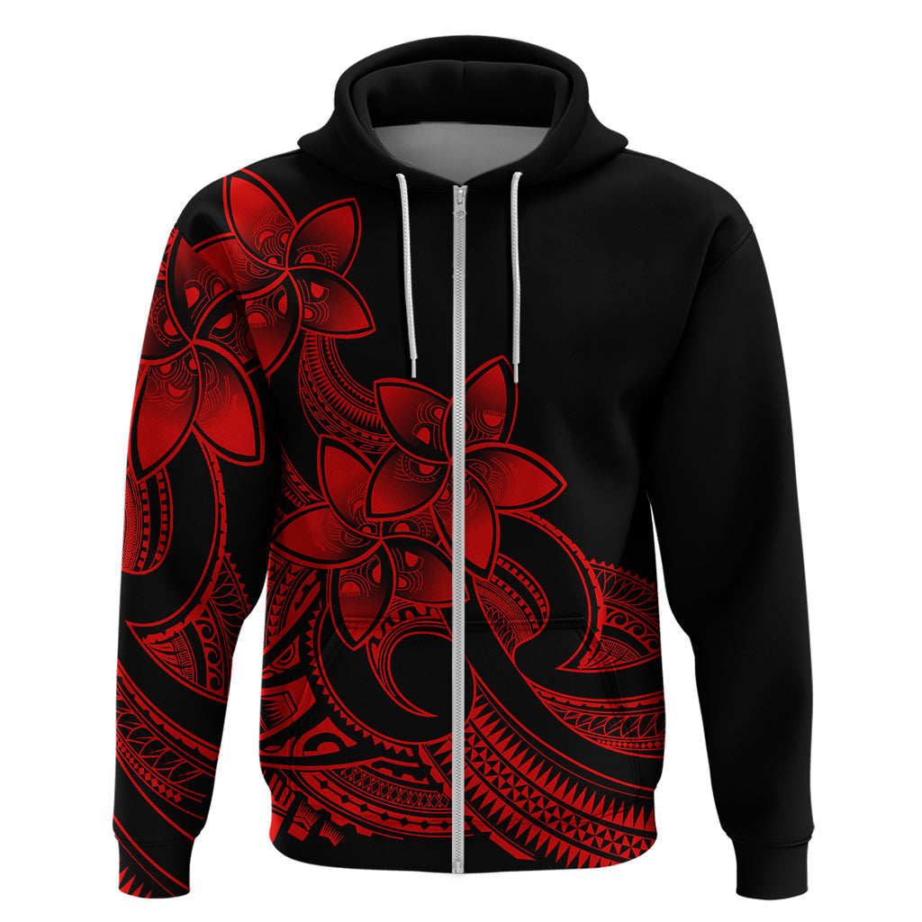 Polynesian Pride Plumeria Flowers Hoodie Polynesian Tribal Red Vibe LT9