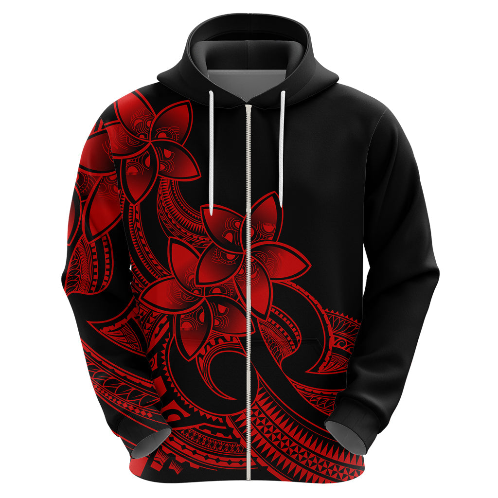Polynesian Pride Plumeria Flowers Hoodie Polynesian Tribal Red Vibe LT9