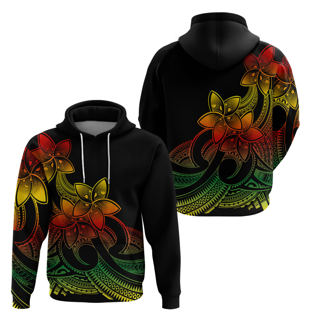 Polynesian Pride Plumeria Flowers Hoodie Polynesian Tribal Reggae Vibe LT9