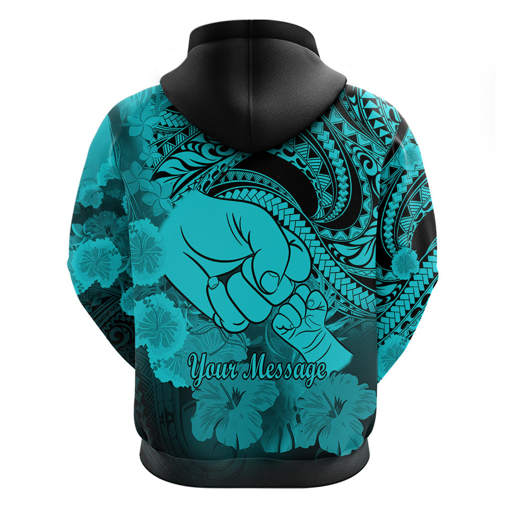 Personalised Polynesian Pride Happy Father Day Hoodie I Love You Dad - Polynesian Tribal Aqua LT9