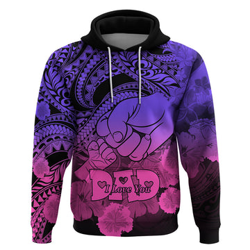 Personalised Polynesian Pride Happy Father Day Hoodie I Love You Dad - Polynesian Tribal Gradient 2 LT9