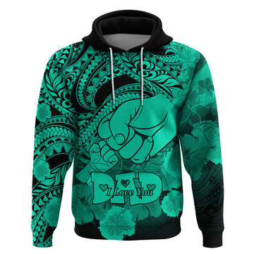 Polynesian Pride Happy Father Day Hoodie I Love You Dad - Polynesian Tribal Green LT9