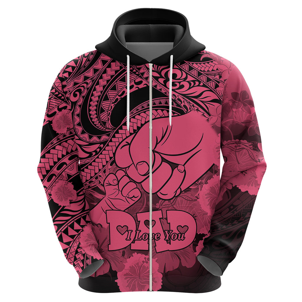 Personalised Polynesian Pride Happy Father Day Hoodie I Love You Dad - Polynesian Tribal Pink LT9