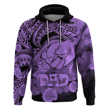 Polynesian Pride Happy Father Day Hoodie I Love You Dad - Polynesian Tribal Purple LT9