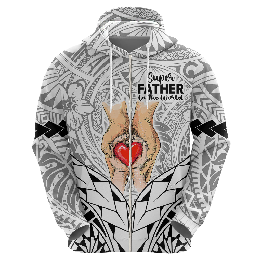 Polynesian Father's Day Gift For Dad Hoodie Super Father In The World - Black Polynesian Pattern LT9