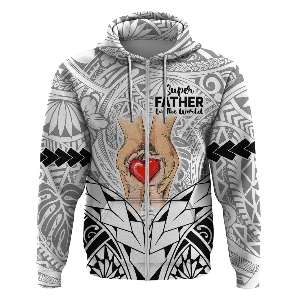 Personalised Polynesian Father's Day Gift For Dad Hoodie Super Father In The World - Black Polynesian Pattern LT9