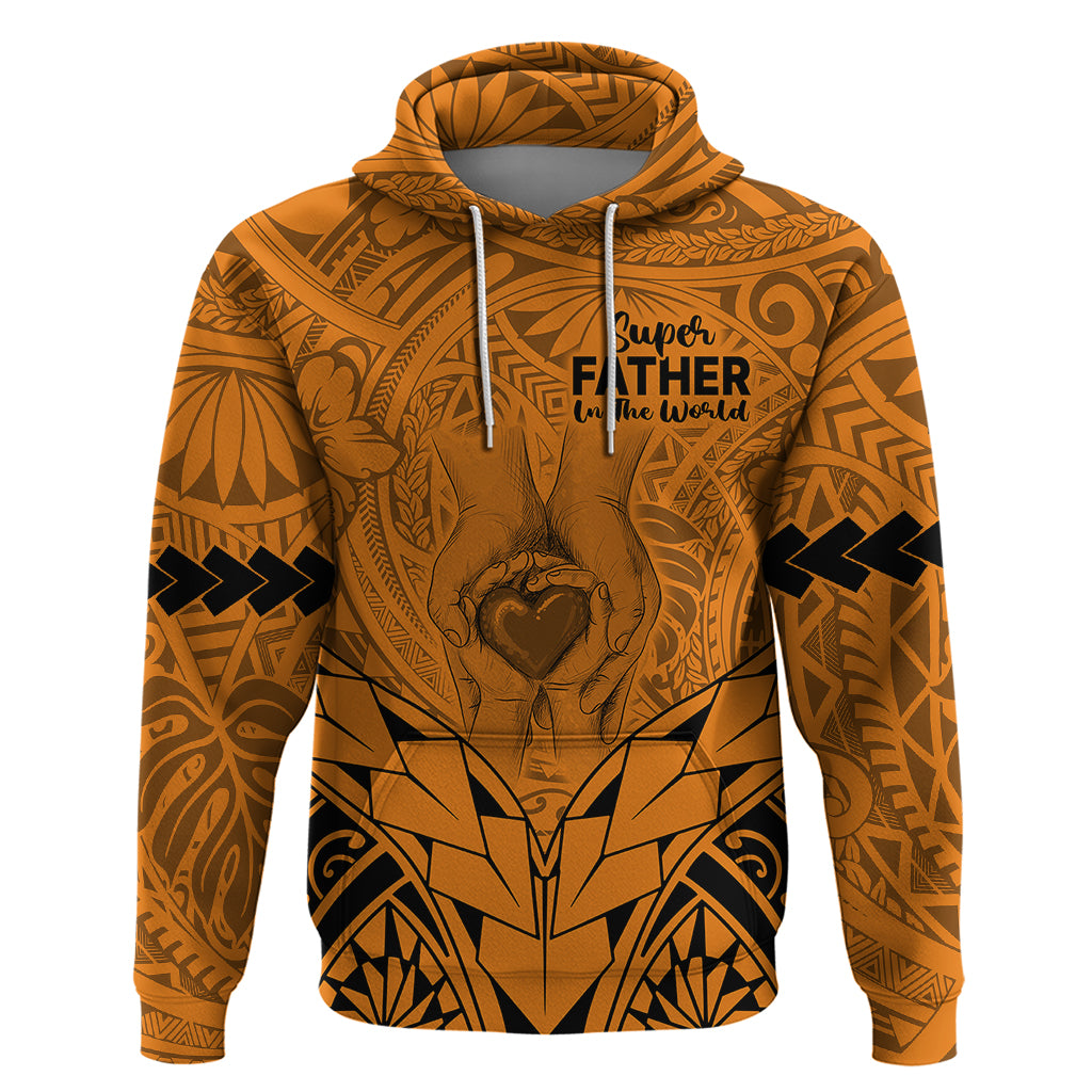 Polynesian Father's Day Gift For Dad Hoodie Super Father In The World - Gold Polynesian Pattern LT9