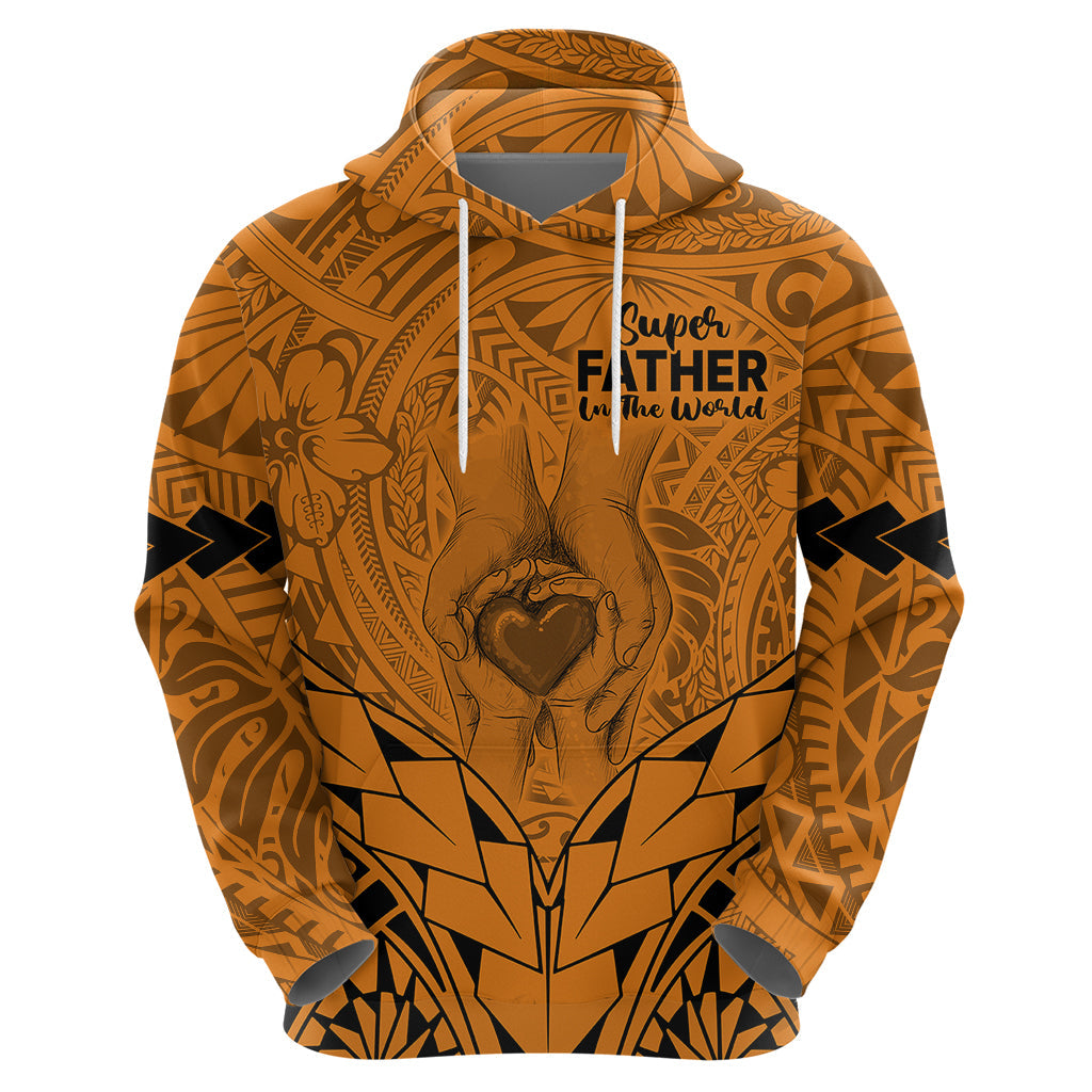 Polynesian Father's Day Gift For Dad Hoodie Super Father In The World - Gold Polynesian Pattern LT9