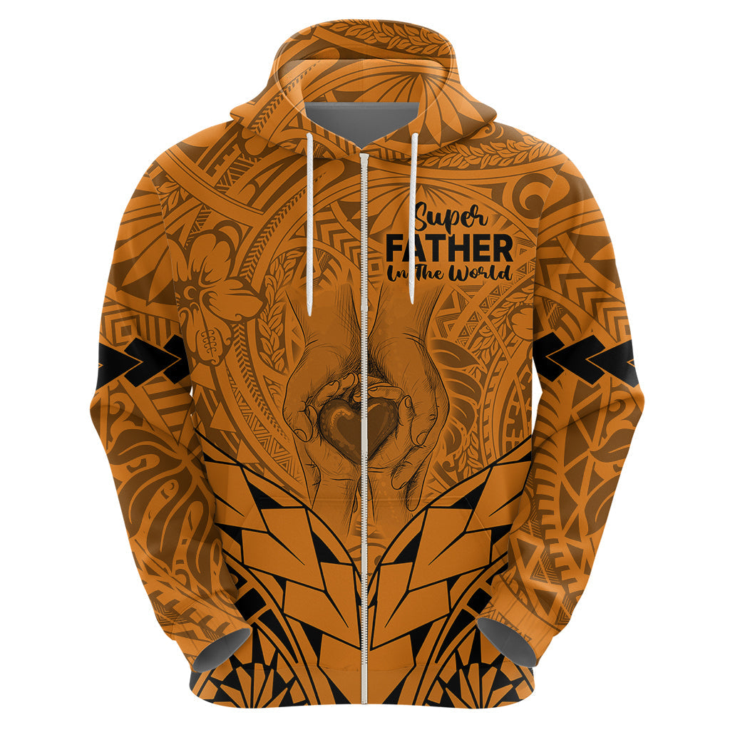 Polynesian Father's Day Gift For Dad Hoodie Super Father In The World - Gold Polynesian Pattern LT9