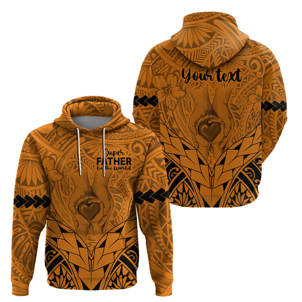 Personalised Polynesian Father's Day Gift For Dad Hoodie Super Father In The World - Gold Polynesian Pattern LT9