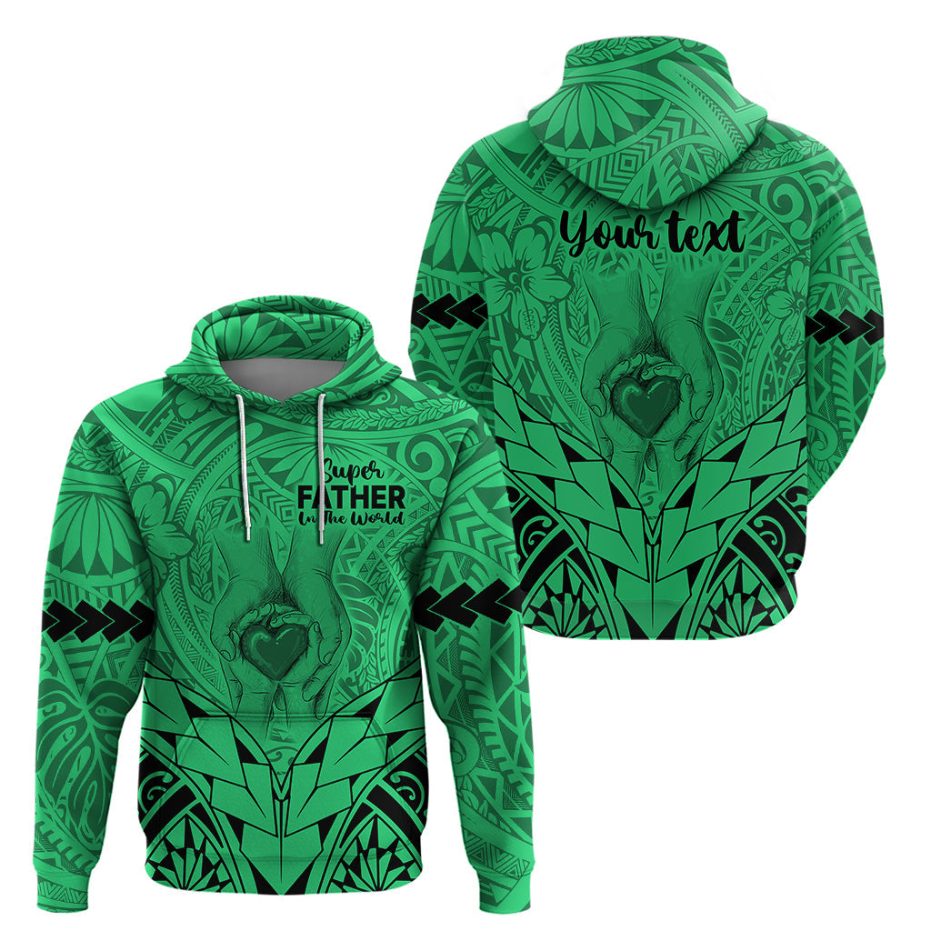 Personalised Polynesian Father's Day Gift For Dad Hoodie Super Father In The World - Green Polynesian Pattern LT9