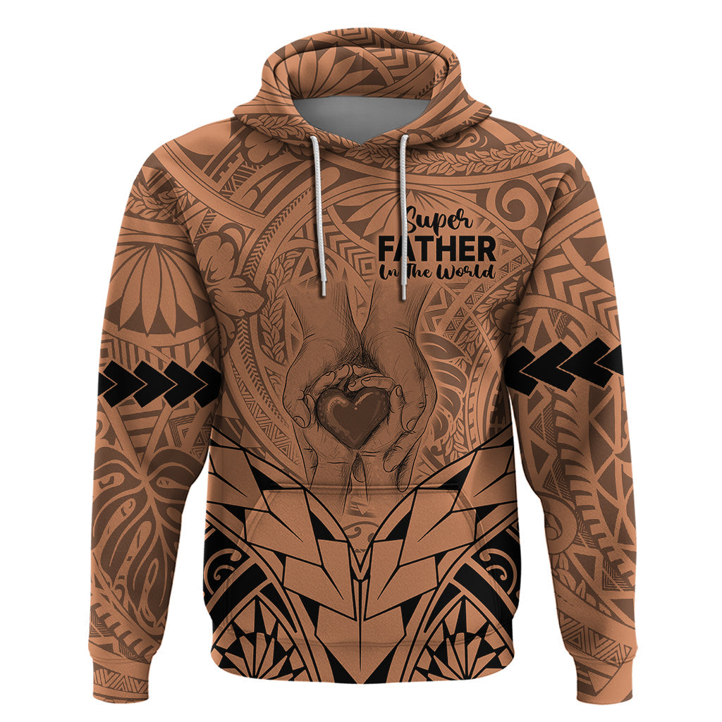 Personalised Polynesian Father's Day Gift For Dad Hoodie Super Father In The World - Nude Polynesian Pattern LT9
