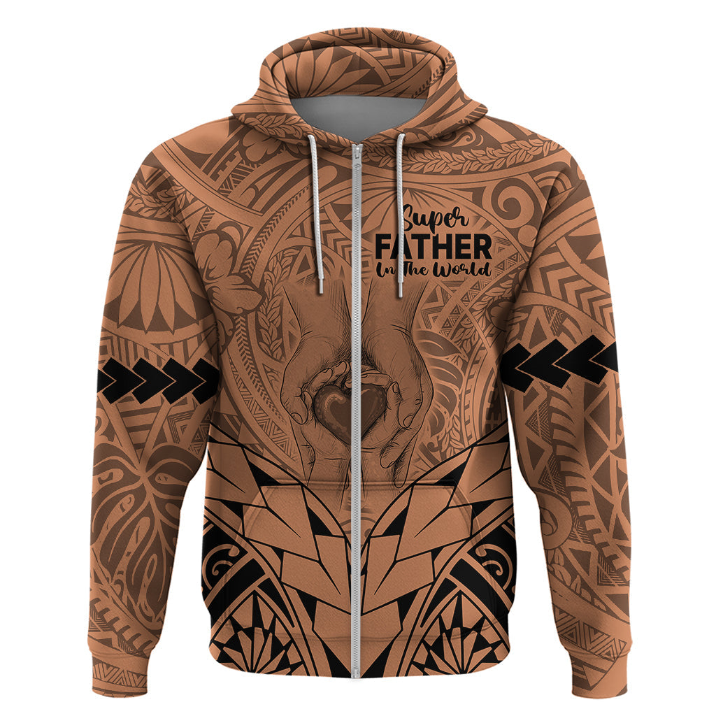Personalised Polynesian Father's Day Gift For Dad Hoodie Super Father In The World - Nude Polynesian Pattern LT9