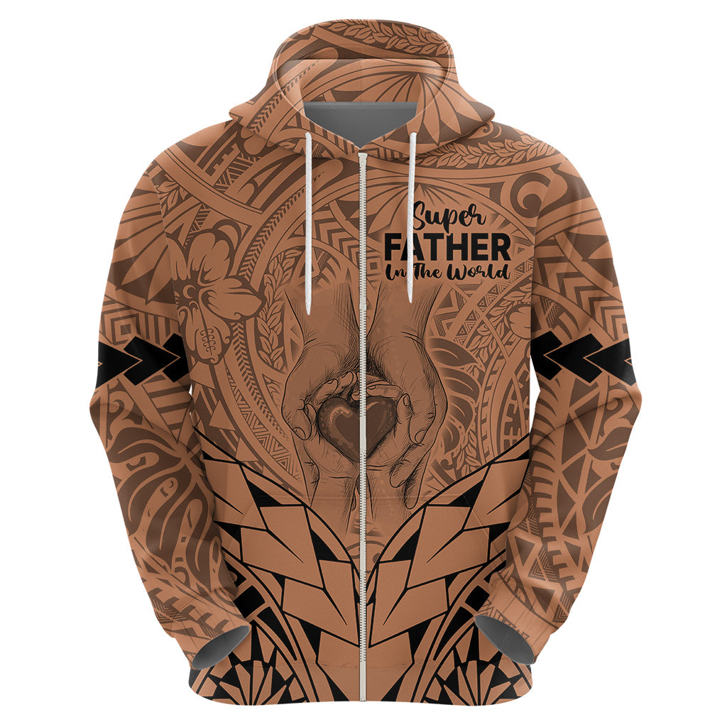Personalised Polynesian Father's Day Gift For Dad Hoodie Super Father In The World - Nude Polynesian Pattern LT9