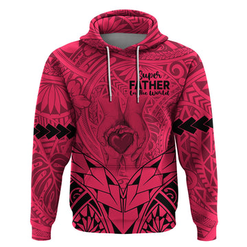 Polynesian Father's Day Gift For Dad Hoodie Super Father In The World - Pink Polynesian Pattern LT9
