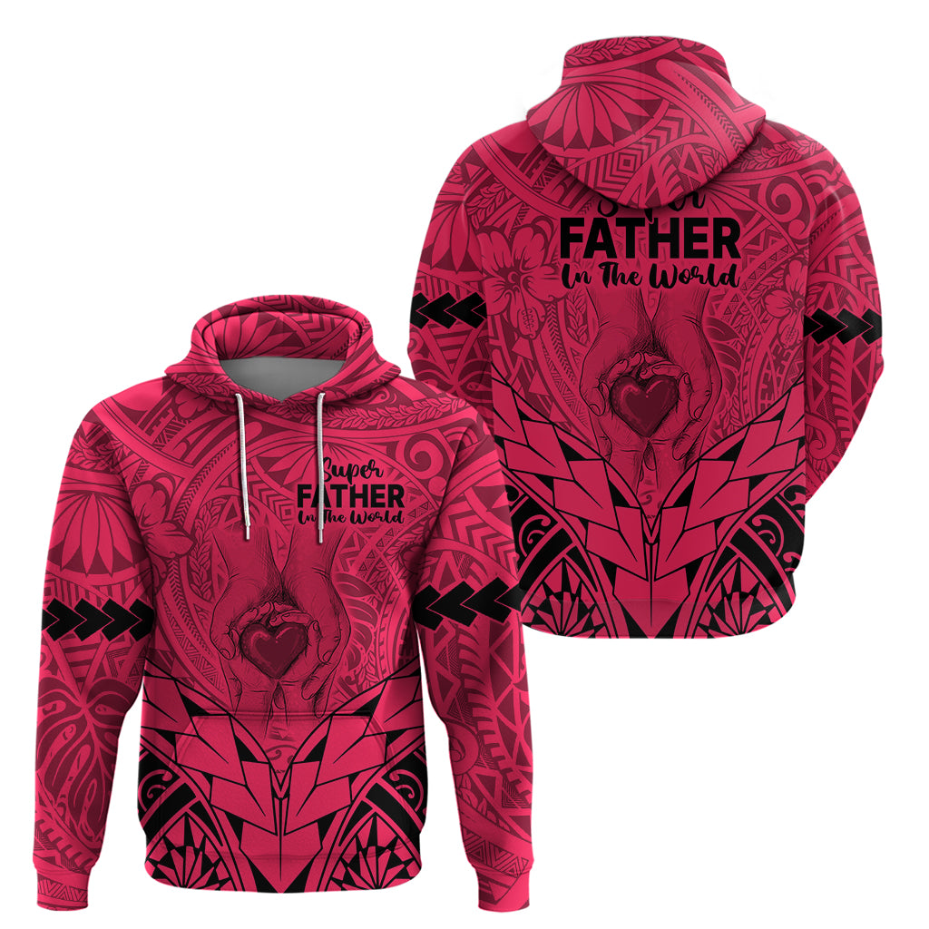 Polynesian Father's Day Gift For Dad Hoodie Super Father In The World - Pink Polynesian Pattern LT9
