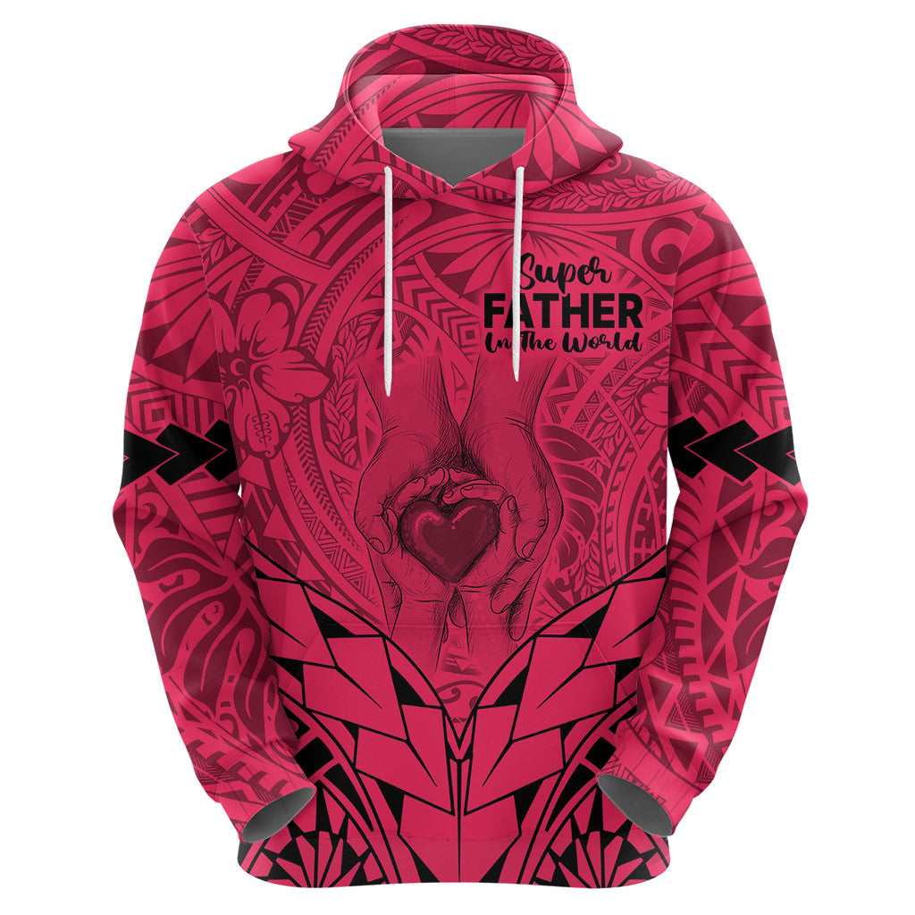 Polynesian Father's Day Gift For Dad Hoodie Super Father In The World - Pink Polynesian Pattern LT9
