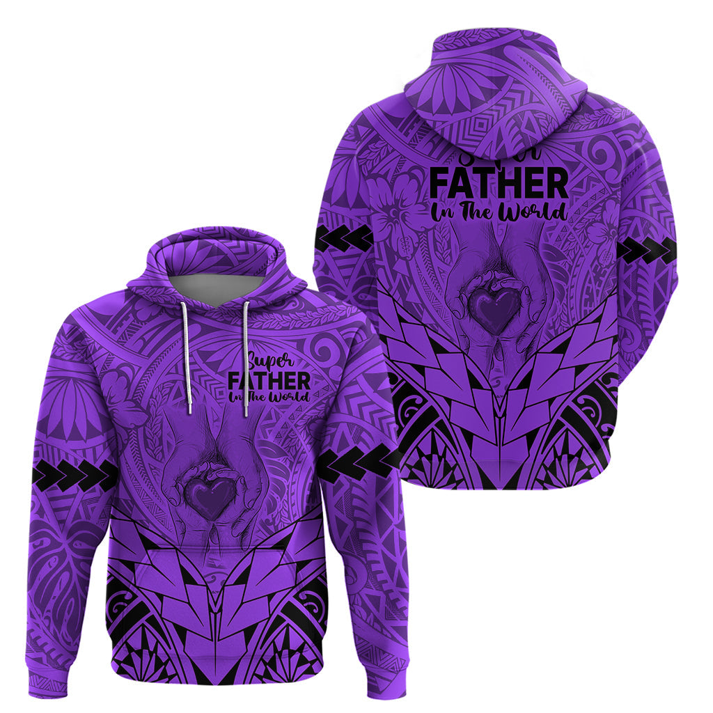 Polynesian Father's Day Gift For Dad Hoodie Super Father In The World - Purple Polynesian Pattern LT9